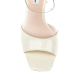 Beige Patent Lea & Transparent TPU Electronic Heel Sandal - Back View