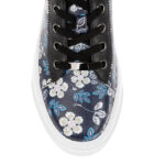 Black Cow leather & Navy Print Kid Leather Sneaker - Back View