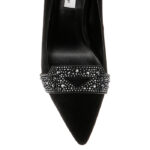 Black Kid Suede & Hotfix Stiletto Pump - Back View
