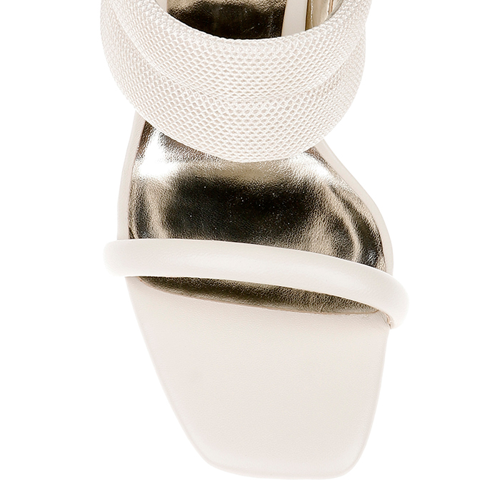 Cream Kid leather & Mesh High Heel Sandal - Back View
