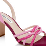 Cyclamen & Raspberry Rose Kid leather Block Heel Sandal - Back View