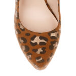 Tan Metallic Leo Micro suede High Heel Pump - Back View