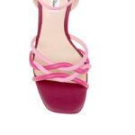 Cyclamen & Raspberry Rose Kid leather Block Heel Sandal - Angle View