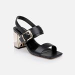 Black Cow Leather Sandal - Side View