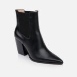 Black High Shine Cow Leather Boot - Side View