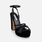 Black Mesh With Kid Suede Piping Sandal - Side View