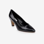 Black Middle Heel Pump - Side View