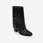 Black synthetic leather high ankle boot - Side View