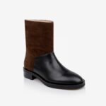 Black_Brown leather high ankle boot - Side View