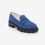 Blue Cow Suede Loafer - Side View