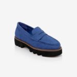 Blue Cow Suede Loafer - Side View