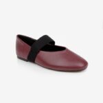 Burgundy Flat With Wide Elastic Band - Side View