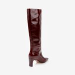 Burgundy leather knee boot - Side View