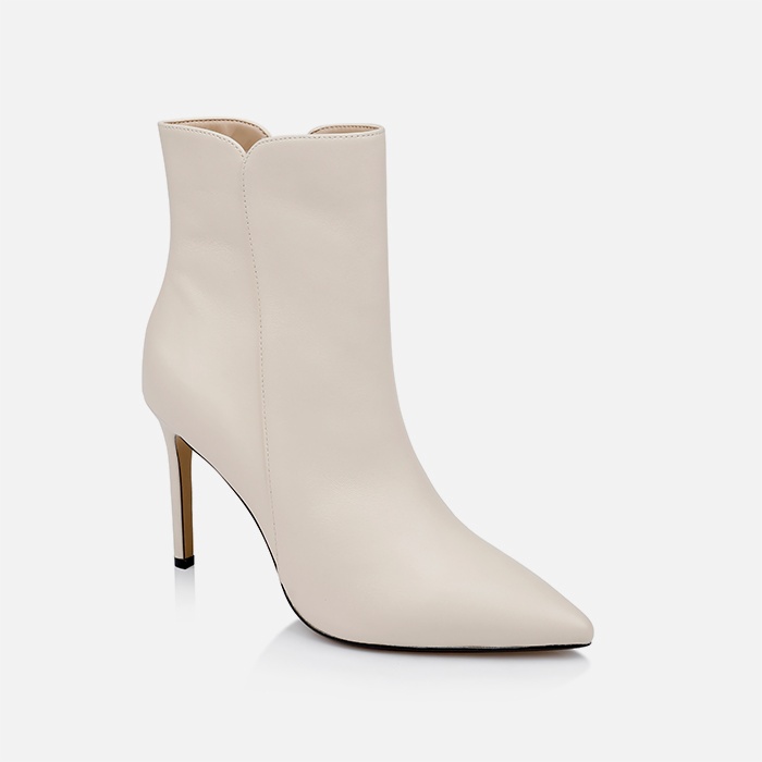 Butter Cream Kid Leather Ankle Boot - Side View