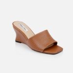 Cognac Lizard Leather Wedge Sansal - Side View