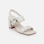 Cream Cow Leather Sandal - Side View