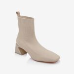 Cream Flyknit Ankle Boot - Side View