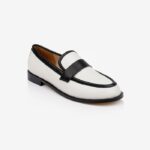 Cream  Leather Loafer - Side View