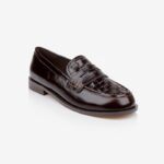 Dark Brown Woven Upper Loafer - Side View