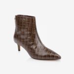 Dark brown croc leather ankle boot - Side View