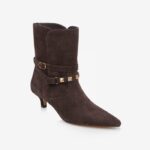 Dark brown leather ankle boot - Side View
