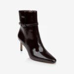 Dark brown leather ankle boot - Side View