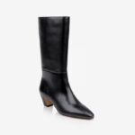 Dark brown croc leather high ankle boot - Side View