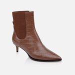 Downtown Chocolate Croc Leather Boot - Side View