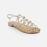 Gold Metallic Leather Flat Sandal - Side View