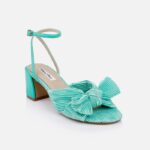 Green Ruched Fabric Heel Sandal - Side View