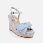 Light Blue Corduroy Fabric Sandal - Side View