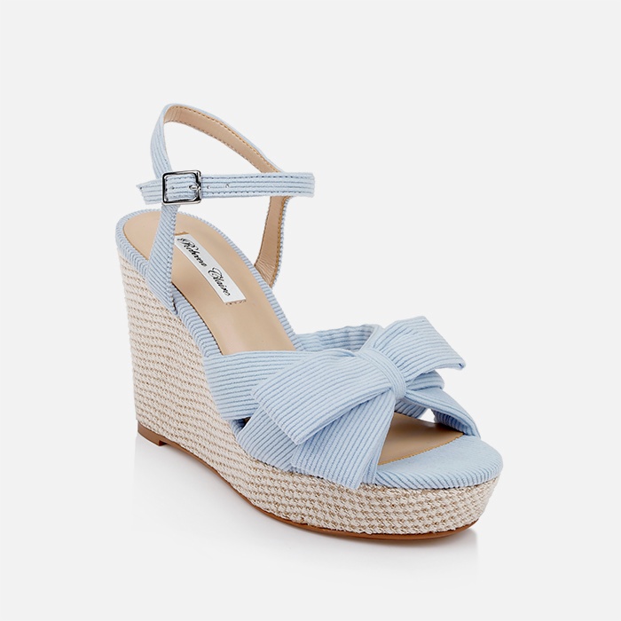 Light Blue Corduroy Fabric Sandal - Side View