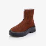 Light Brown Cow Suede Ankle Booty - Side View