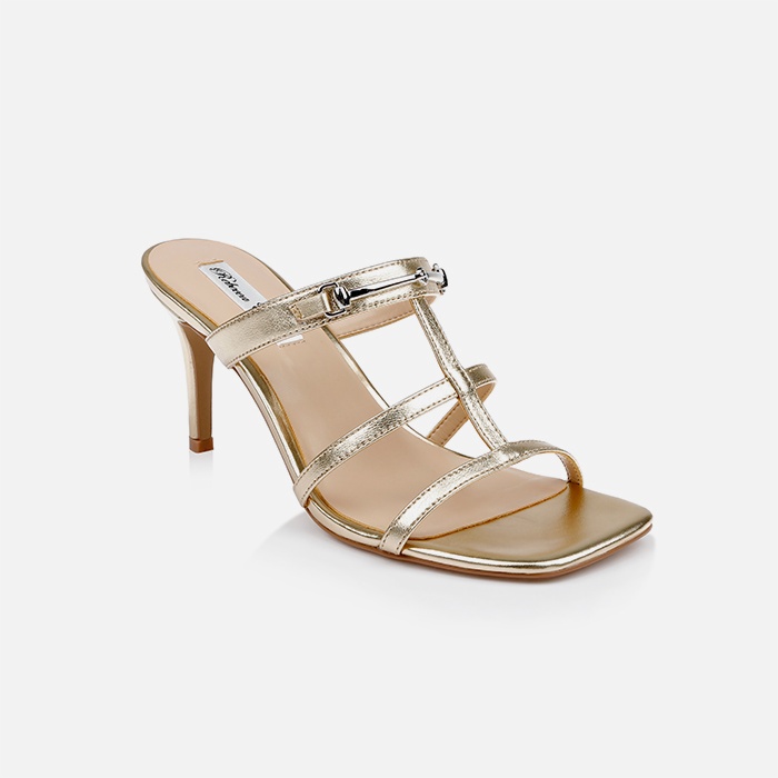 Light Gold Metallic Kid Leather Sandal - Side View