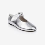 Metallic Silver  Flat With Bow - Side View