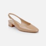 Nude Patent Kid Leather Sandal - Side View