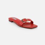 Red Kid Leather Flat Sandal - Side View