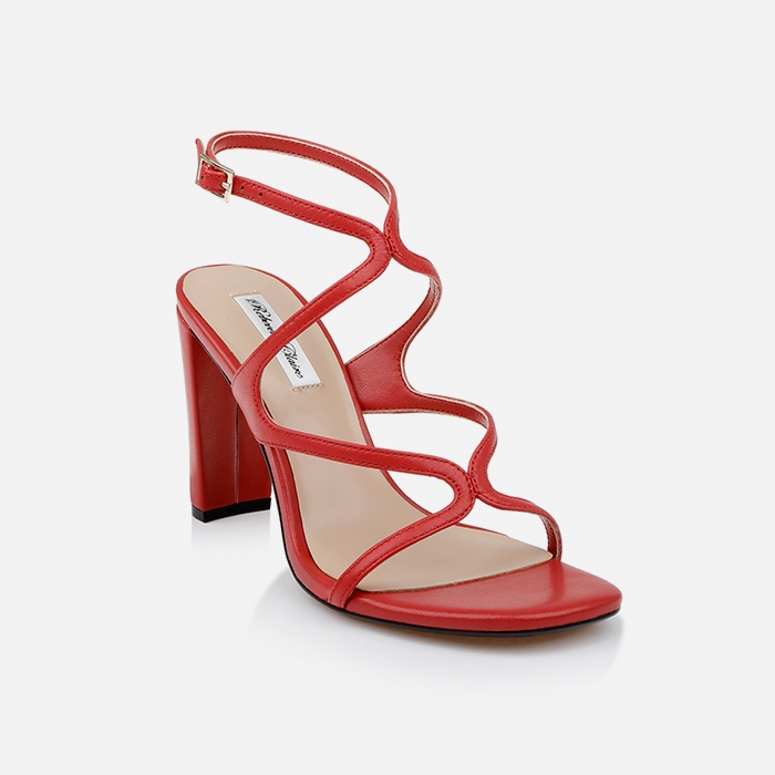 Red Kid Leatherl Sandal - Side View