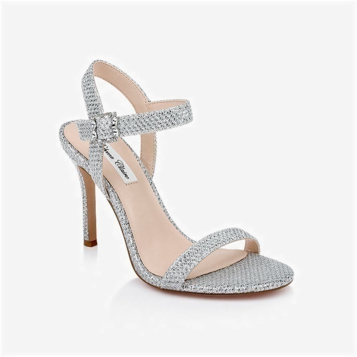 Silver Glitter High Heel Sandal - Side View