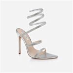 Silver PU & Gel Hotfix Stelitto Sandal - Side View