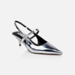 Silver Specchio Synthetic Sandal - Side View