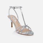 Silver Specco Lizard Synthetic Sandal - Side View