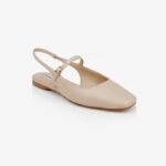 Tan Leather Flat Slingback - Side View