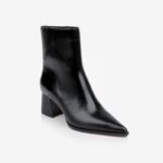 Wax black block heel high ankle boot - Side View