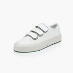 White Synthetic Leather Velcro Sneaker - Side View