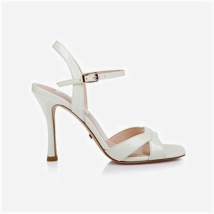 Beige Patent Lea High Heel Sandal - Back View