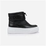 Black Cow Leather & Fabric Puff Booty - Close-up View