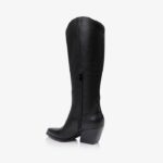 Black Cow Leather Knee Boot - Back View