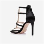 Black Crystal Satin & Hotfix Stiletto Sandal - Back View