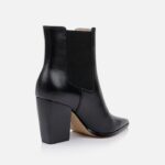 Black High Shine Cow Leather Boot - Back View